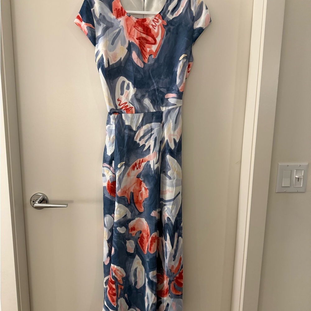 Aritzia Blue and Pink Floral Midi Dress - Picture 2 of 5
